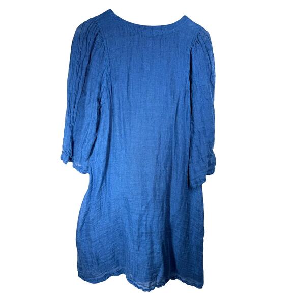 SUNDANCE La Belle Lune Dress Blue Linen Size XL Boho Vacation Lagenlook Beach - Picture 5 of 12